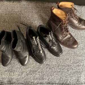 Shoe lot: Mens Frye boots (12) Womens Rag and Bone (40) Womens Suzanne Rae (41)